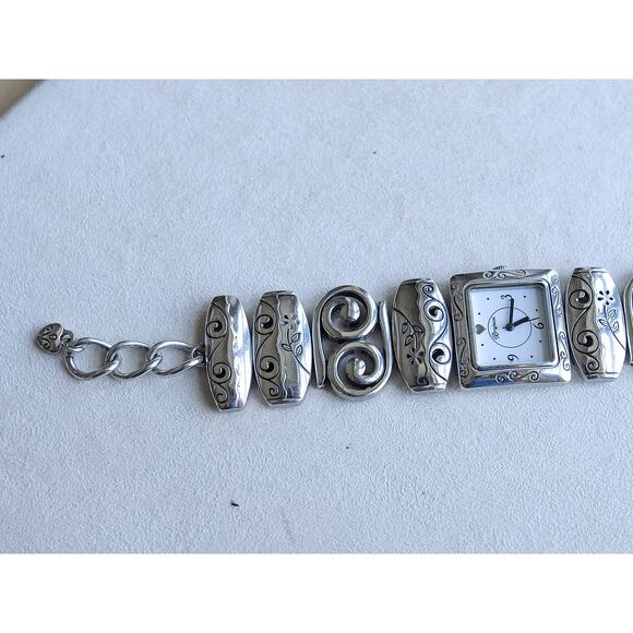Brighton Mallorca Watch Silver Plated Vintage Retired Swirl Bracelet Toggle 7-8 - Picture 6 of 9
